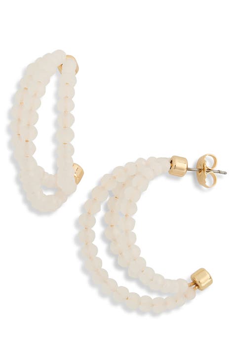 Triple Facet Beaded Hoop Earrings