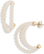 NORDSTROM RACK Triple Facet Beaded Hoop Earrings