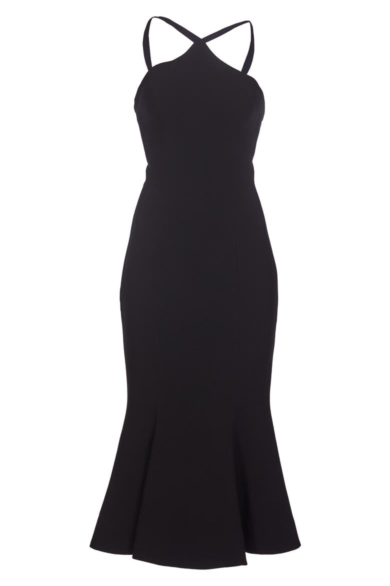 Tessa Crepe Mermaid Dress, Alternate, color, BLACK