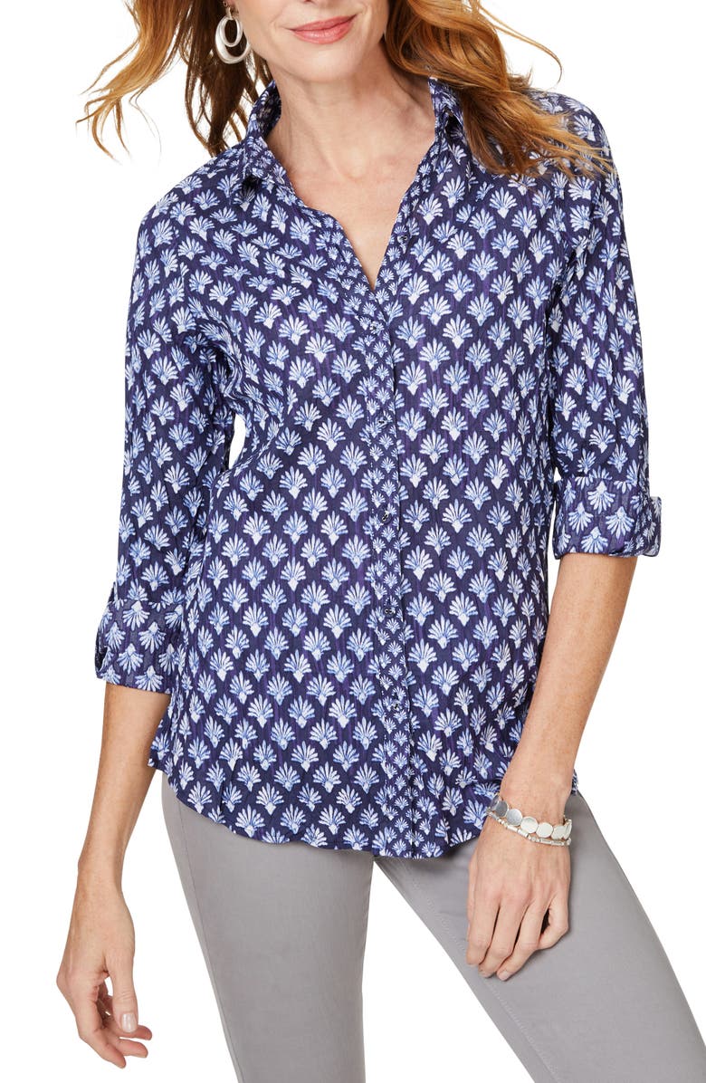 Foxcroft Zoey Cotton Button-Up Shirt, Main, color, 