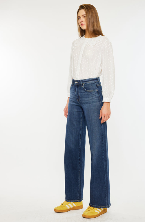 Kancan Samara High Rise Wide Leg Jeans In Blue
