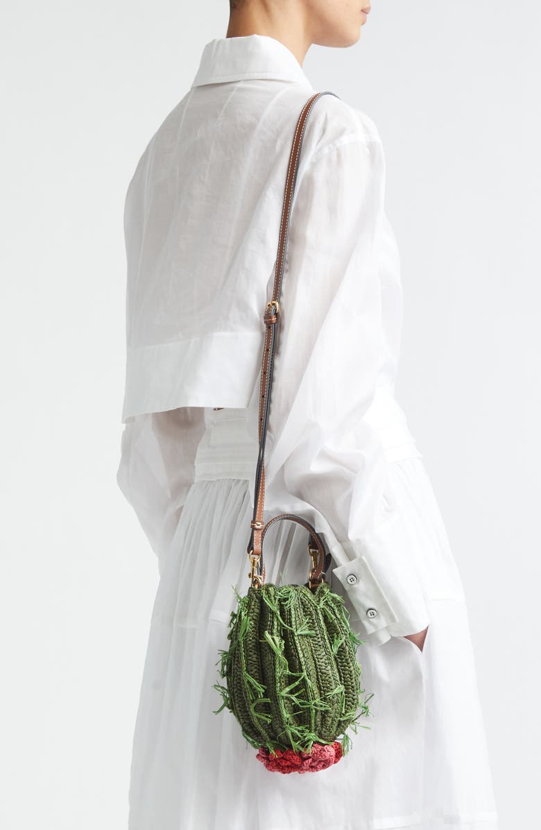 Anya Hindmarch Cactus Crochet Raffia Crossbody Bag, Alternate, color, Khaki