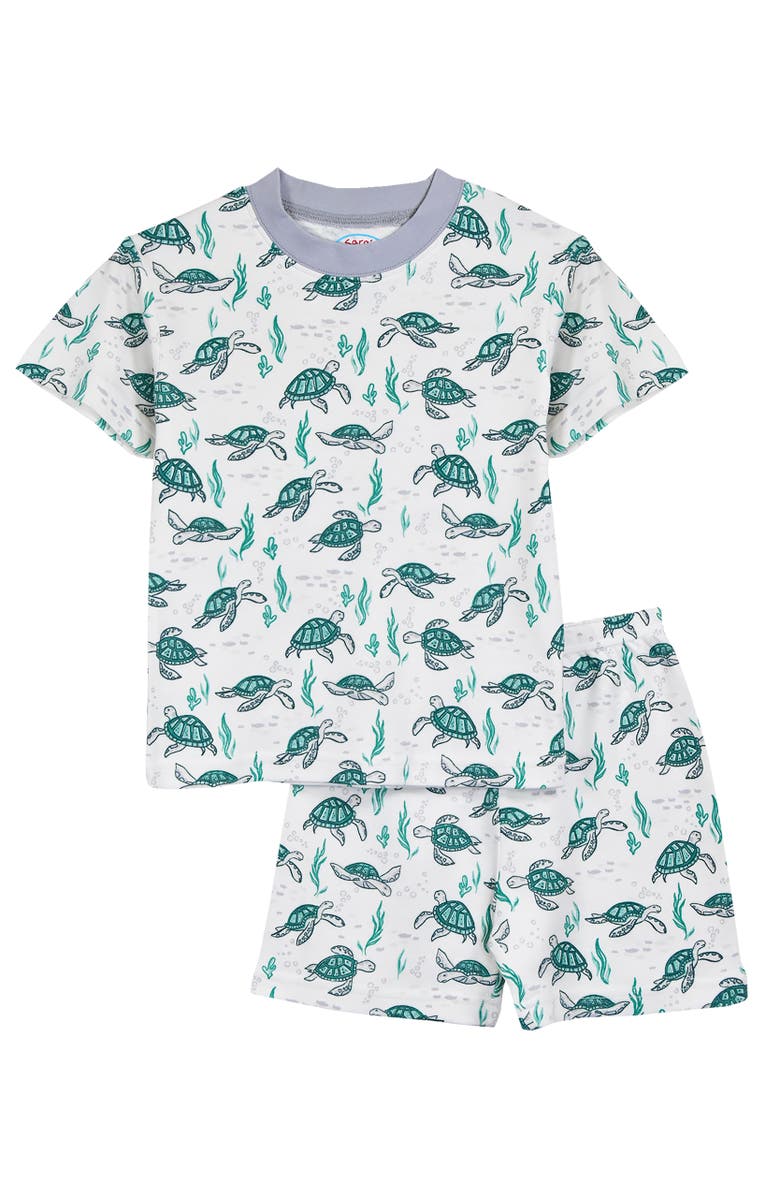 Sara’s Prints Loose Fit Classic Short Pajama 2-Piece Set, Main, color, Turtles