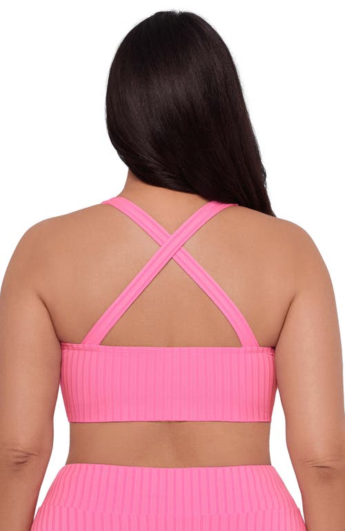 S3 Ribbed Scoopneck Crossback Bikini Top In Pink