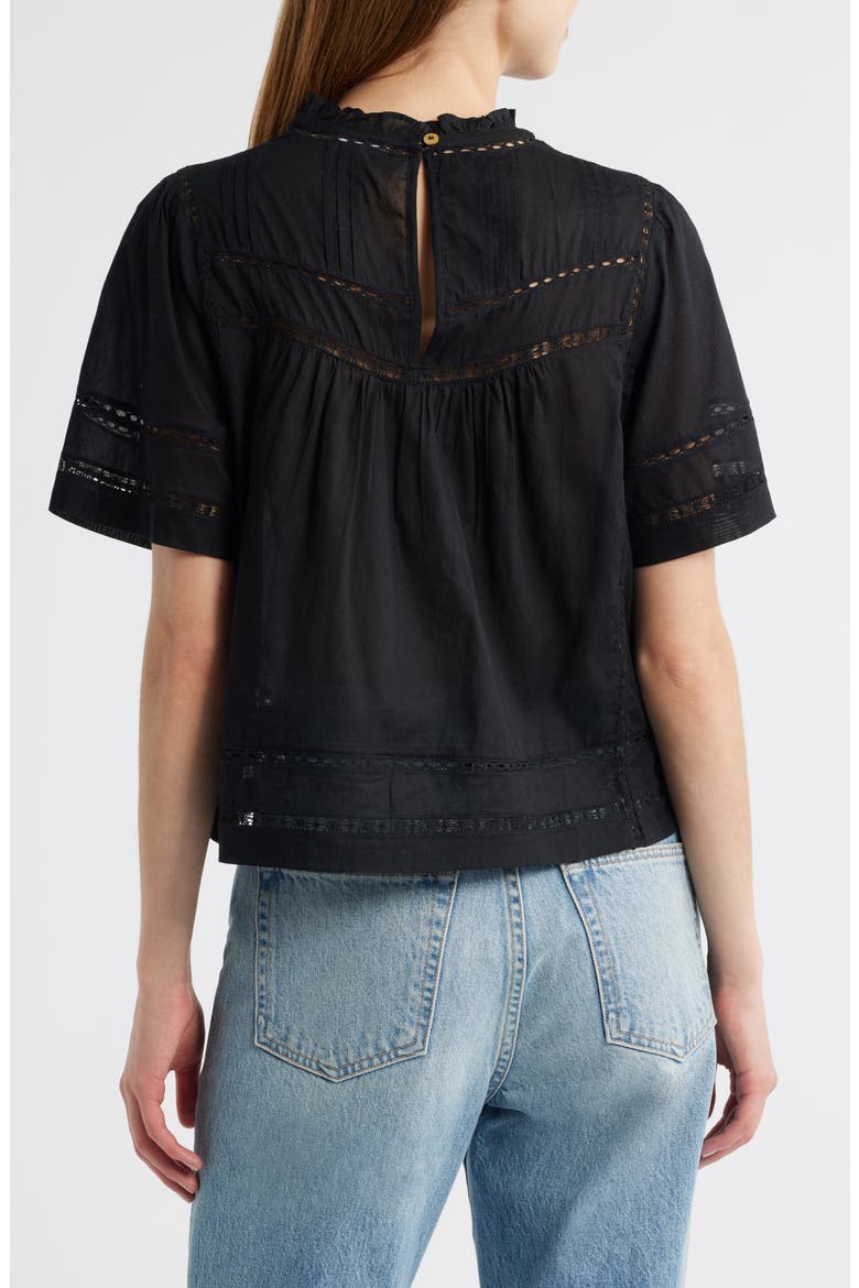Daisy Open Stitch Top, Alternate, color, BLACK