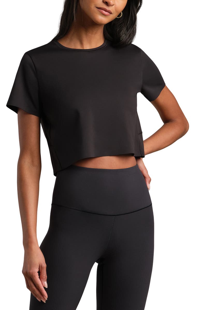 Rhone Serene Crop Performance T-Shirt, Main, color, Black