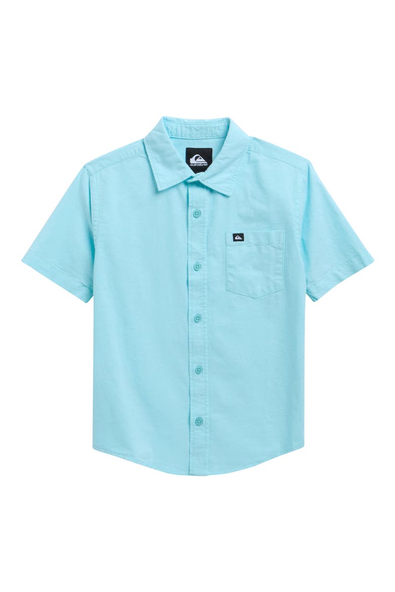Kids' Classic Short Sleeve Cotton Button-Up Oxford Shirt, Main, color, ANGEL BLUE