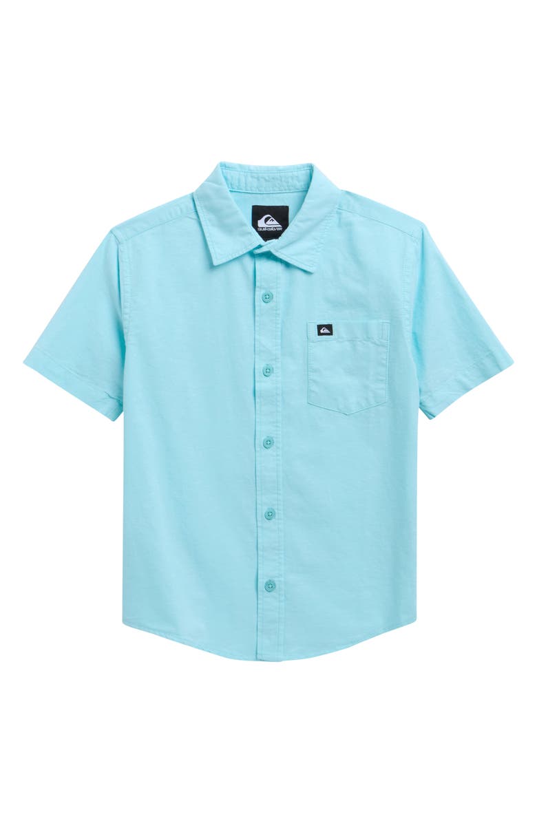 Quiksilver Kids' Classic Short Sleeve Cotton Button-Up Oxford Shirt, Main, color, Angel Blue