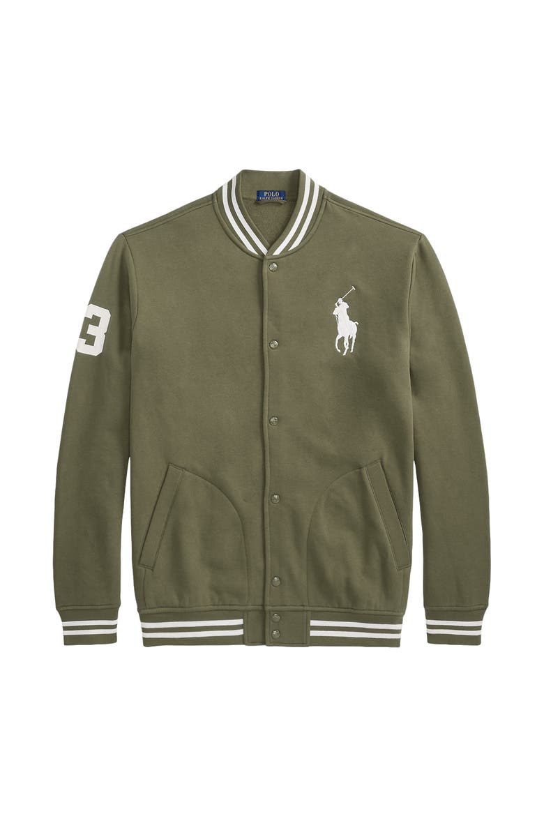 Big & Tall Big Pony Fleece Baseball Jacket, Alternate, color, CRUISE OLIVE