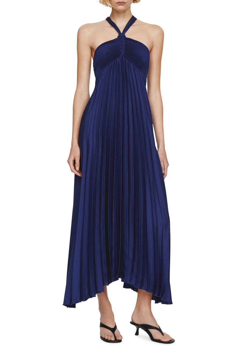 Pleated Sleeveless Maxi Dress, Main, color, DARK BLUE