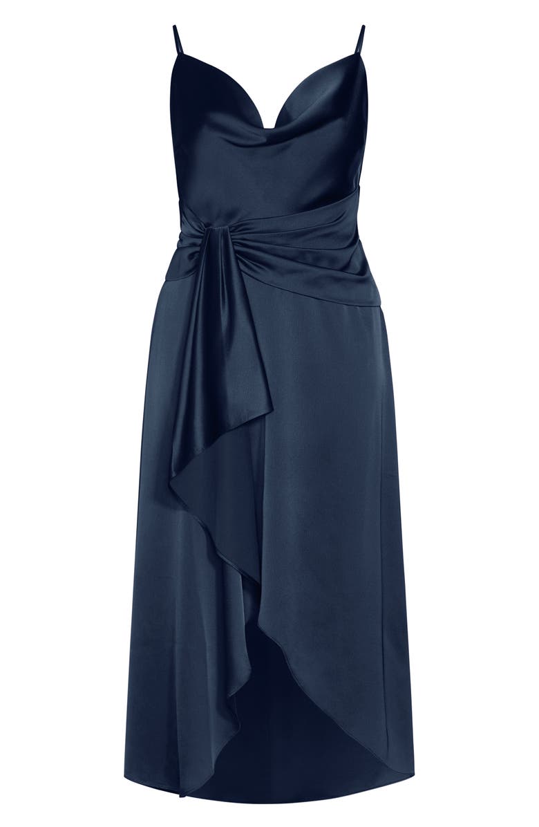 City Chic Simplicity Cowl Neck Satin Midi Dress, Alternate, color,