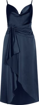 City Chic Simplicity Cowl Neck Satin Midi Dress