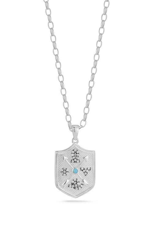 Sterling Silver & CZ Shield Pendant Necklace