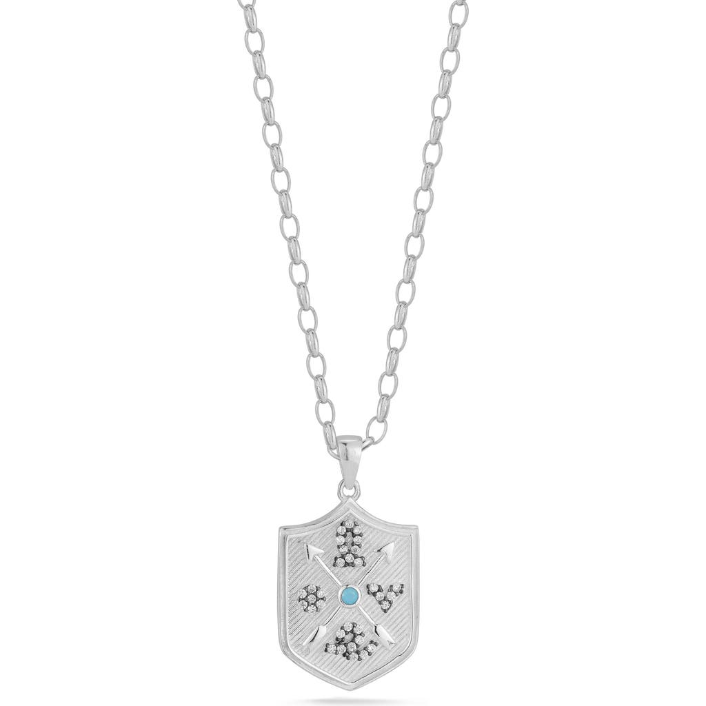 Sphera Milano Sterling Silver & Cz Shield Pendant Necklace In Metallic