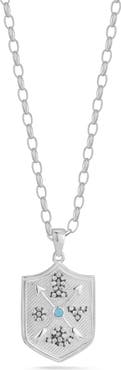 SPHERA MILANO Sterling Silver & CZ Shield Pendant Necklace