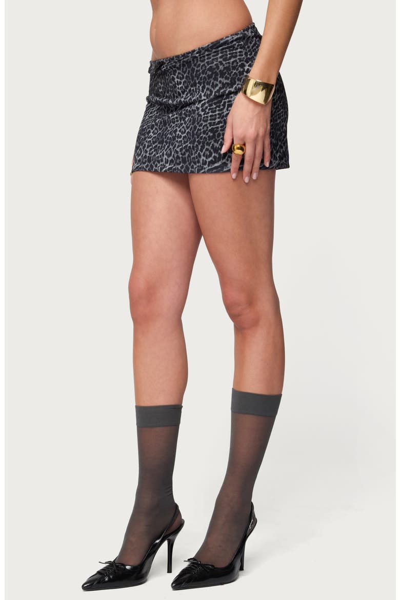 Edin Leopard Print Mesh Miniskirt, Alternate, color, BLACK