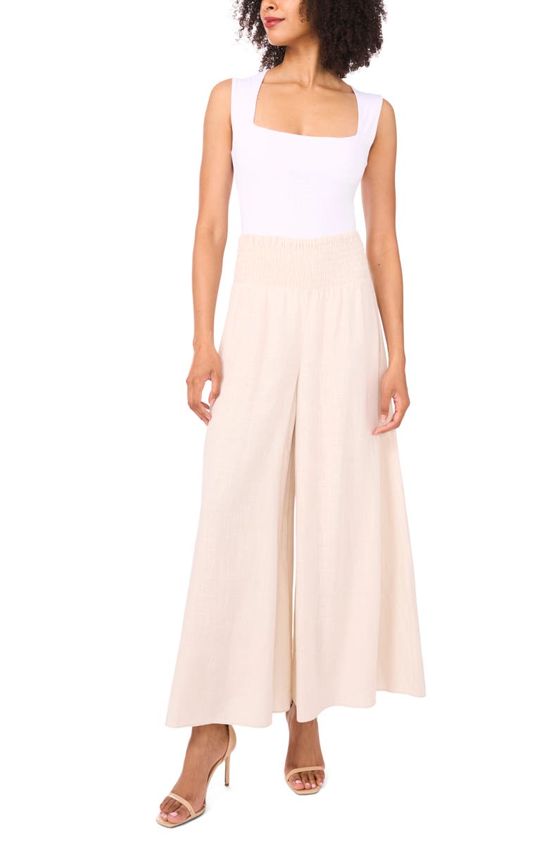 Vince Camuto Smocked Waist Wide Leg Pants, Alternate, color, 