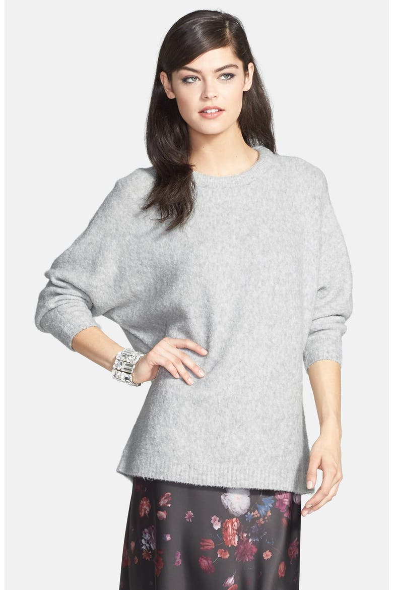 Dolman Sleeve Brushed Sweater, Main, color, HEATHER GREY