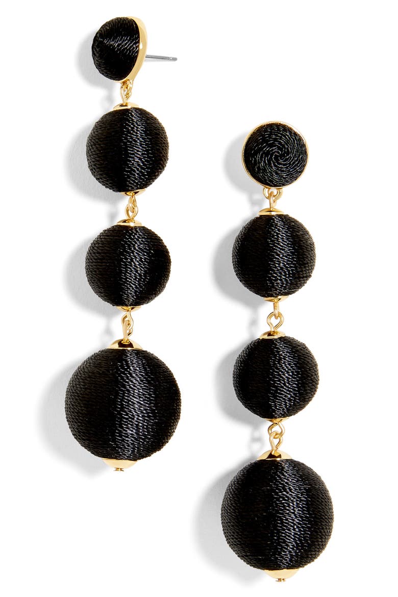 Criselda Ball Shoulder Duster Earrings, Main, color, BLACK