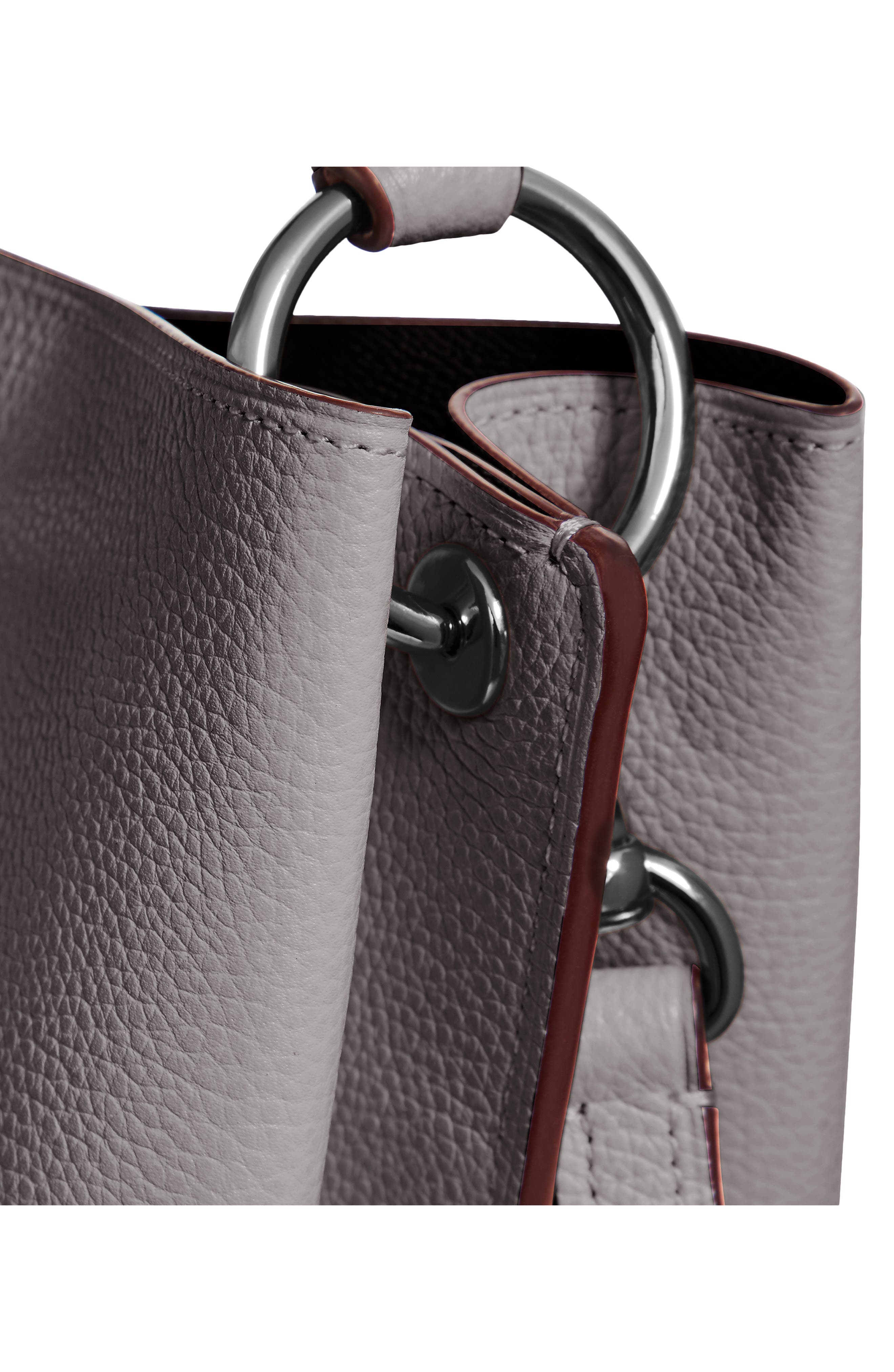 Charlie Leather Bucket Bag, Alternate, color, GUNMETAL/ HEATHER GREY