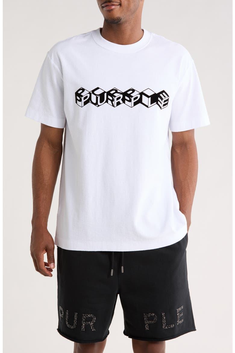 Block Logo Textured Cotton Jersey Graphic T-Shirt, Main, color, WHITE