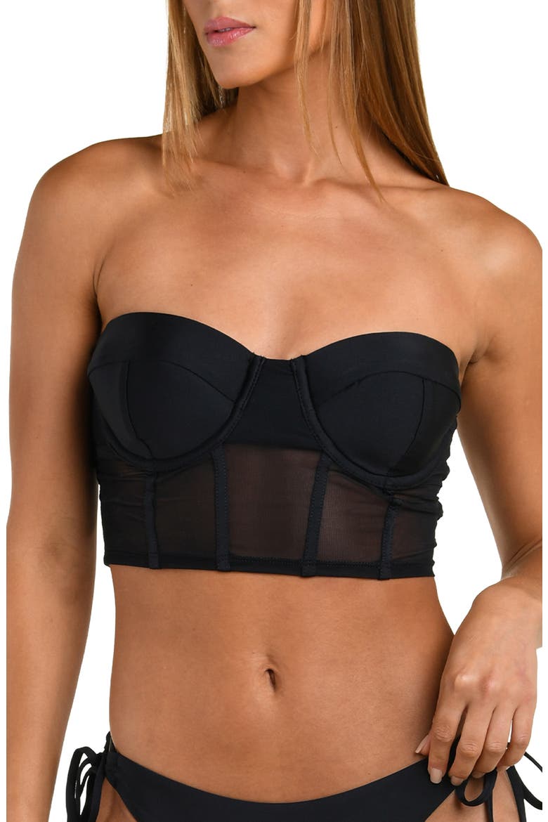 Sunshine Solids Crop Underwire Tankini Top, Alternate, color, BLACK