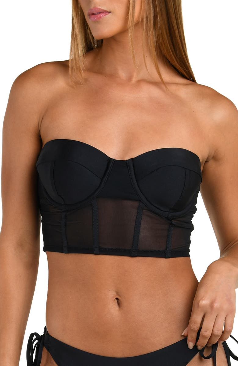 Sunshine 79 Sunshine Solids Crop Underwire Tankini Top, Alternate, color, Black