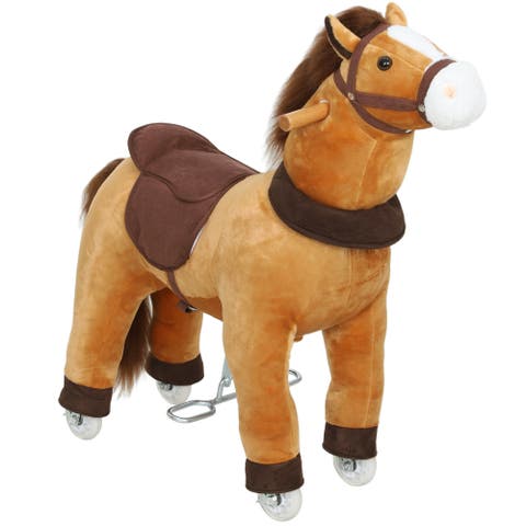Ride on Horse for Kids Plush Riding Pony Walking Horse Animal with Rolling Wheels for Active Play
