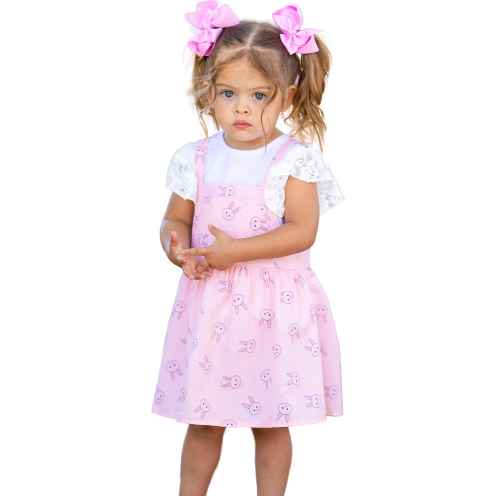 Mia Belle Girls Kids' Girls Bunny Hop Lace Overall Dress Set In Pink | ModeSens Mia Belle Girls Kids' Girls Bunny Hop Lace Overall Dress Set In Pink | ModeSens