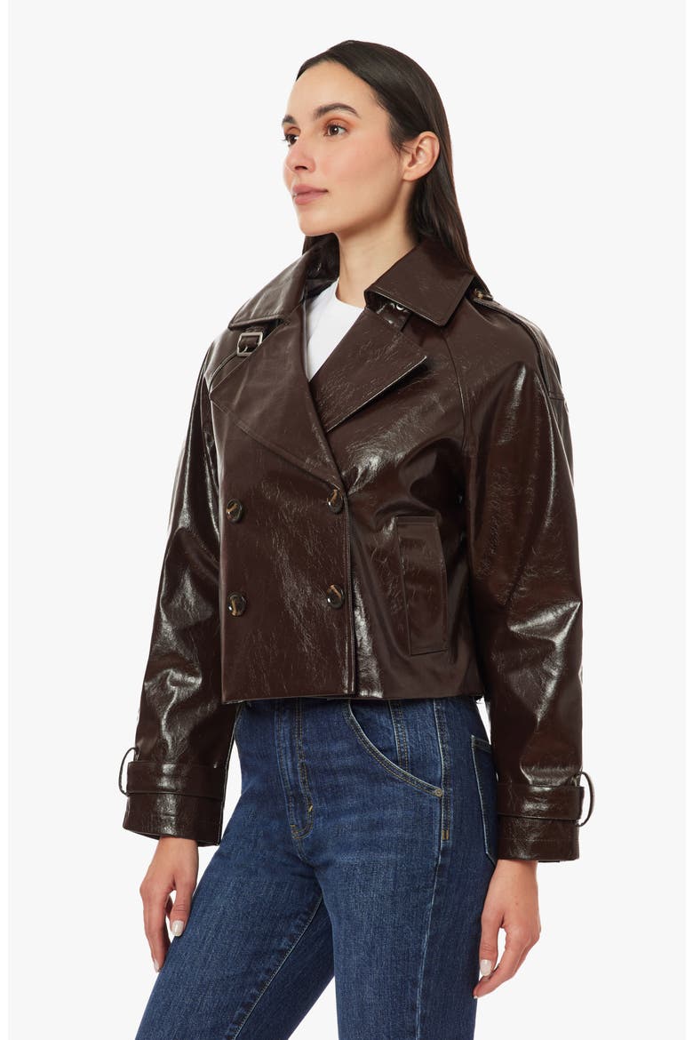 Textured Faux Leather Cropped Jacket, Alternate, color, CHOCOLATE