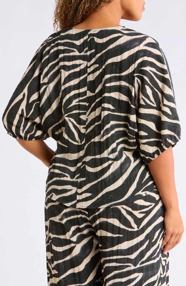 Wit & Wisdom Dolman Bubble Sleeve Top, Alternate, color, Charcoal/ Ecru