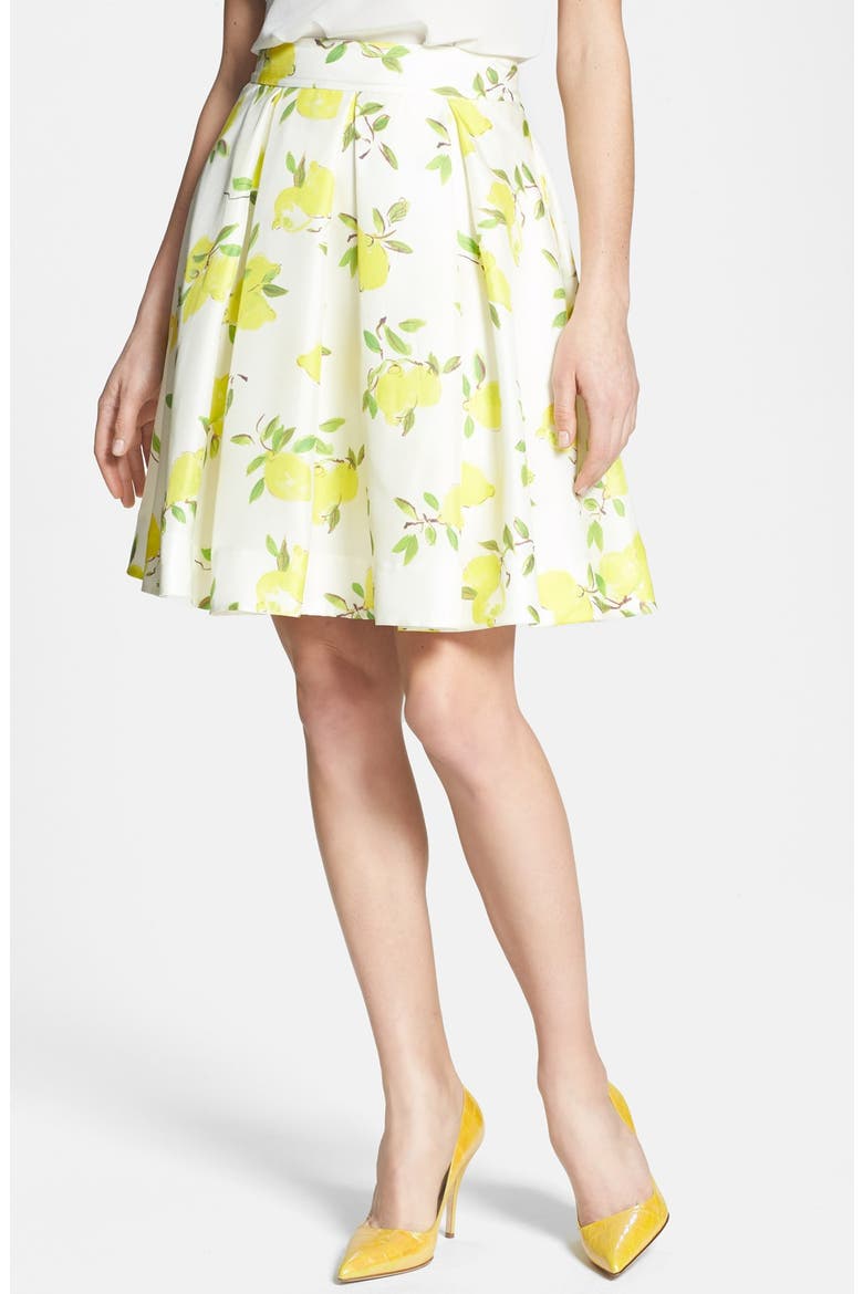 'owen' print silk skirt, Main, color, LEMON