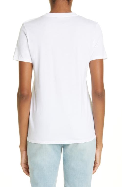 Balmain Button Shoulder Cotton Logo Graphic Tee In White