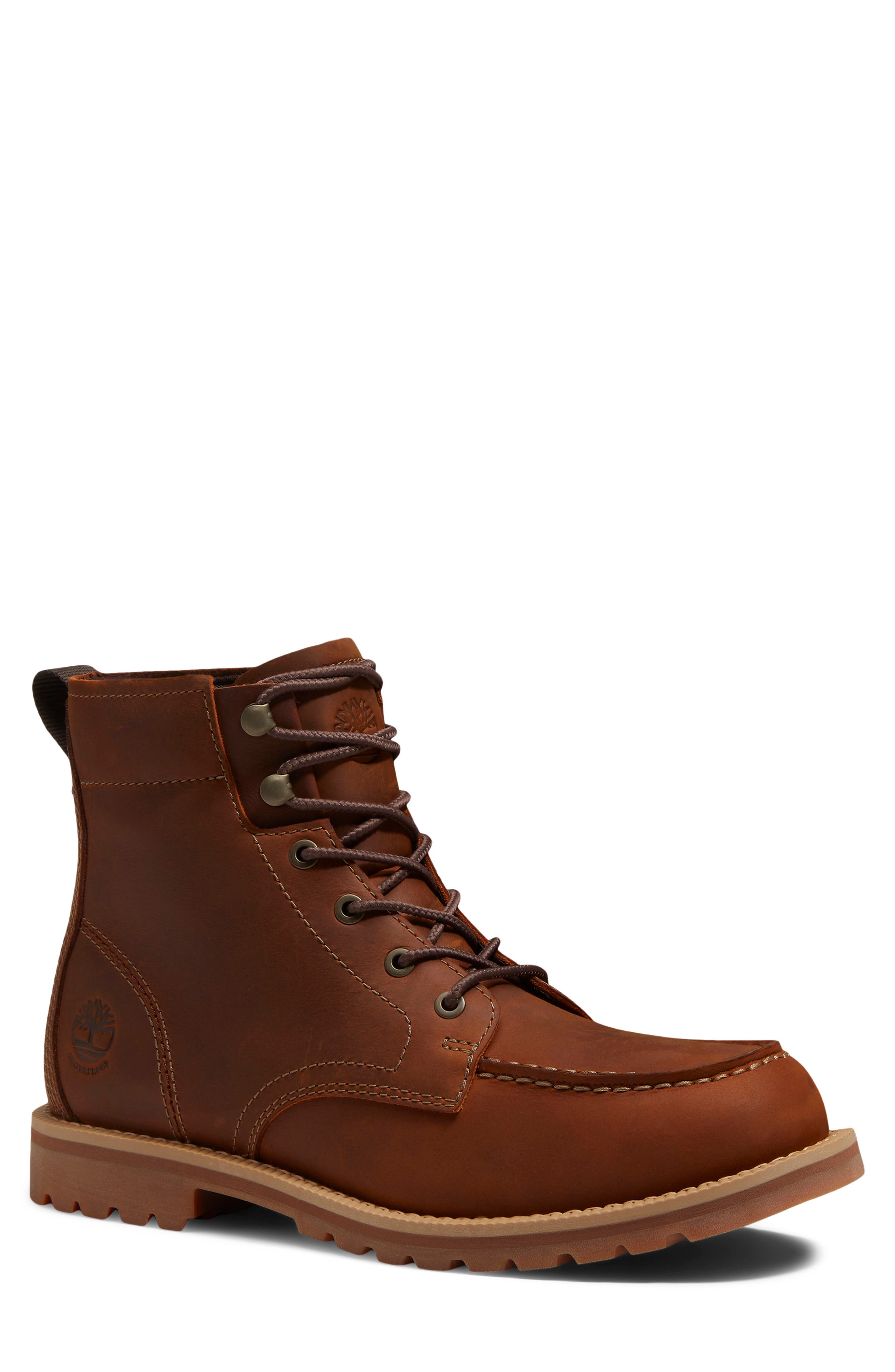 Britton Falls Waterproof Leather Boot, Main, color, MEDIUM BROWN FULL GRAIN