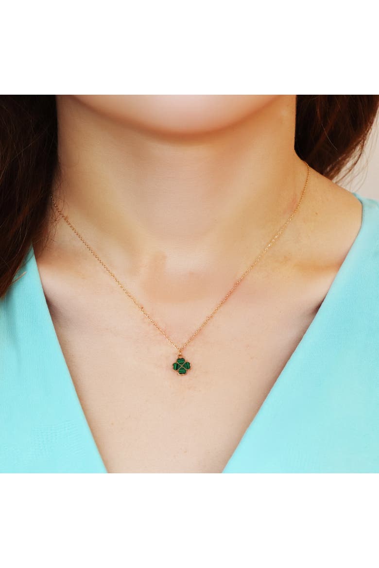 Malachite Lucky Clover Necklace, Alternate, color, Malachite