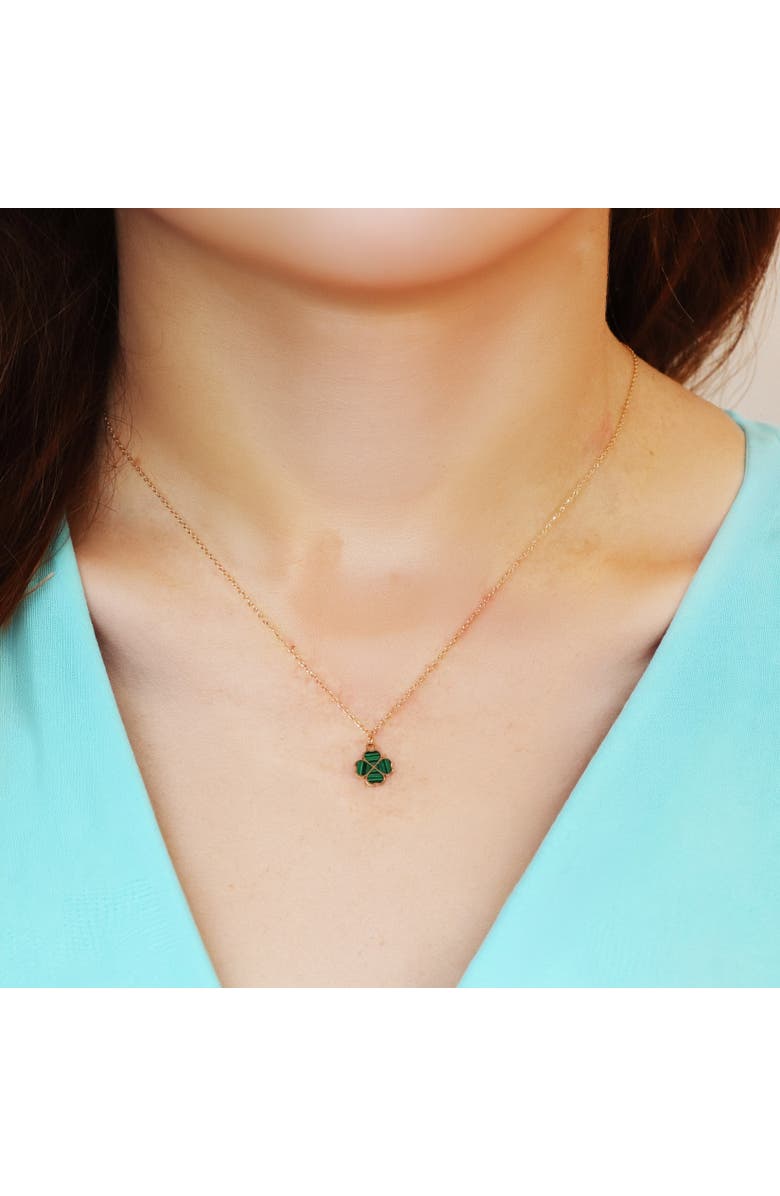 The Lovery Fine Jewelry Malachite Lucky Clover Necklace, Alternate, color, Malachite