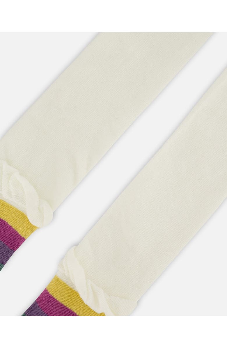 Deux par Deux Striped Footed Knit Tights, Alternate, color, Off-White