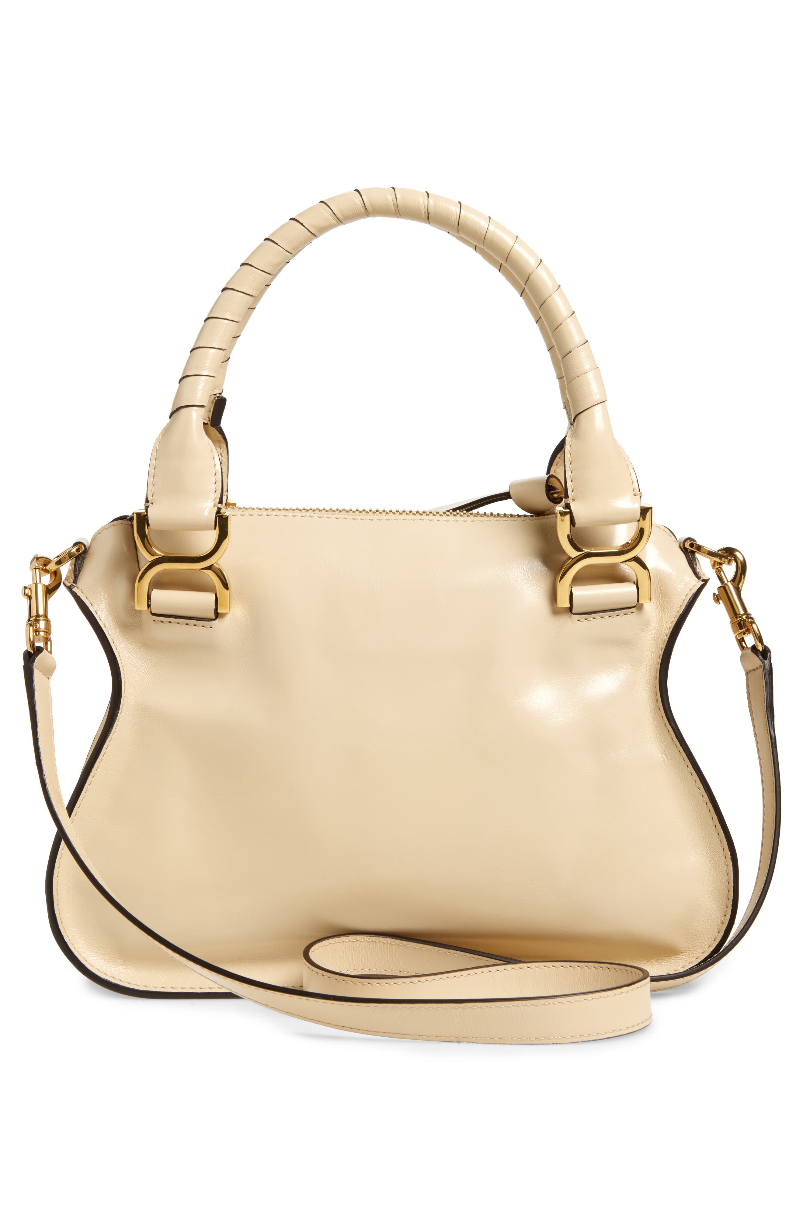 Chloé Small Marcie Leather Satchel, Alternate, color, Sweet Beige