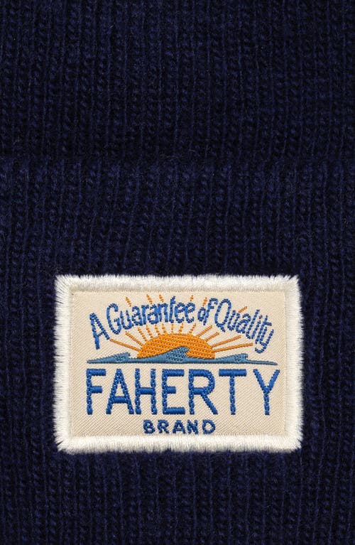 Faherty Core Logo Beanie In Blue