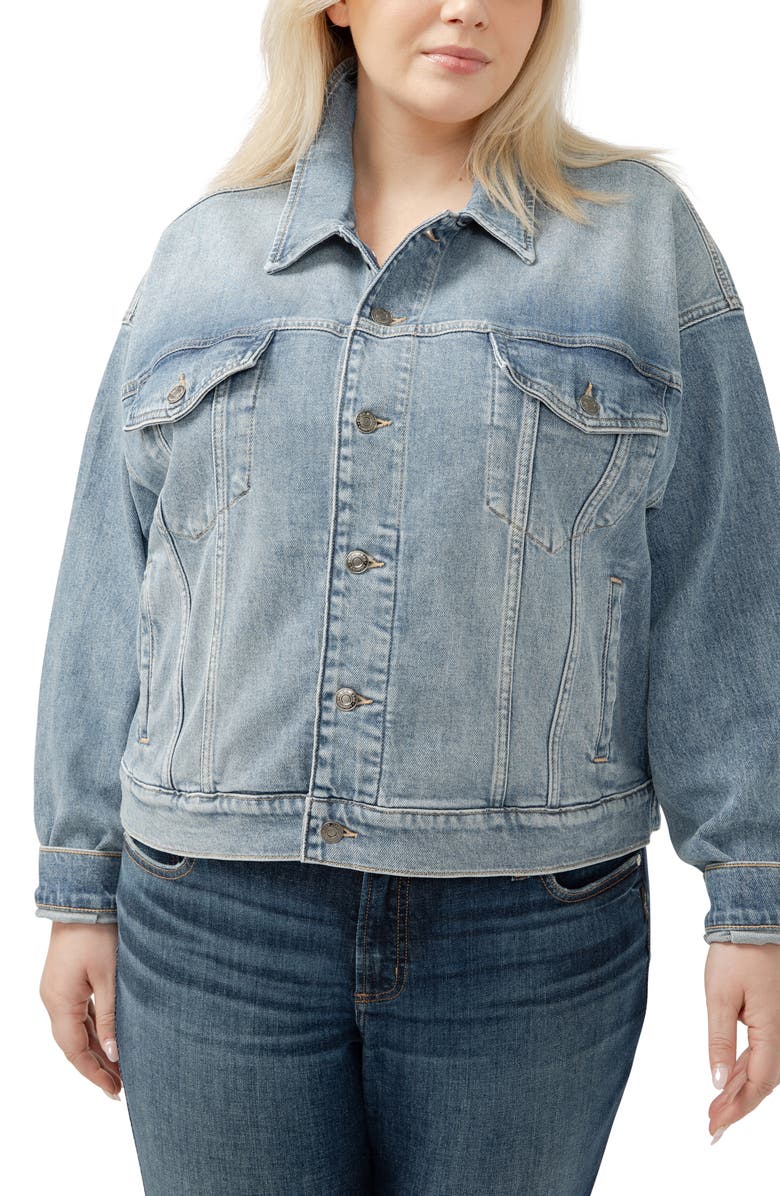 Silver Jeans Co. '90s Denim Trucker Jacket, Main, color,