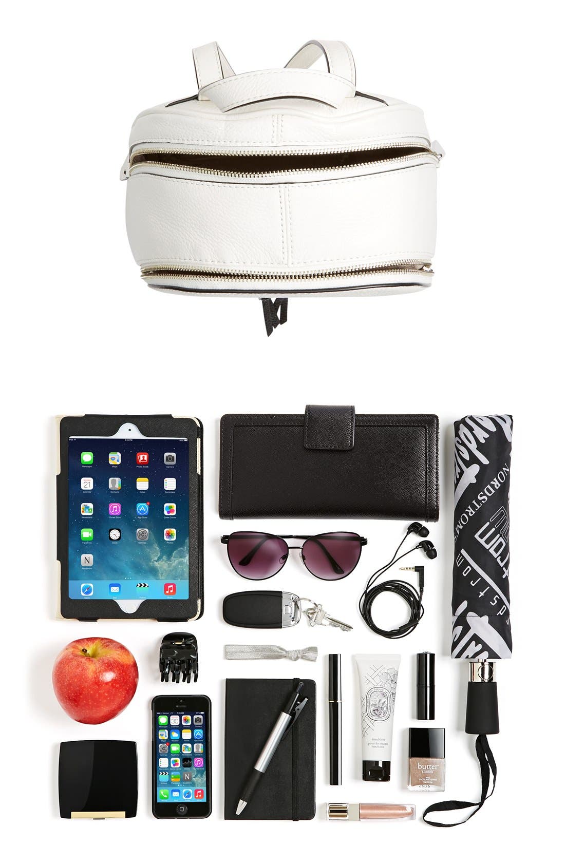 'Small Rhea' Leather Backpack, Alternate, color, WHITE/ BLACK/ SILVER