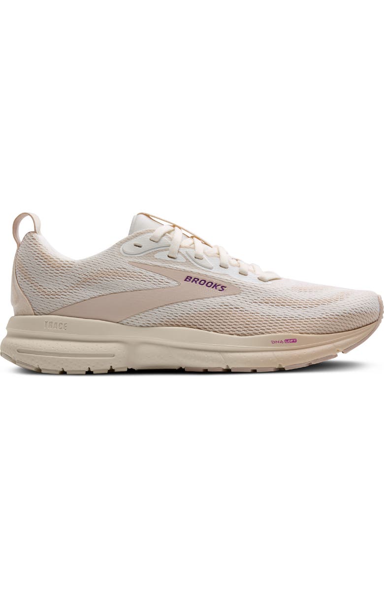 Brooks Trace 4 Running Shoe, Alternate, color, Coconut Milk/ Almond/ Purple