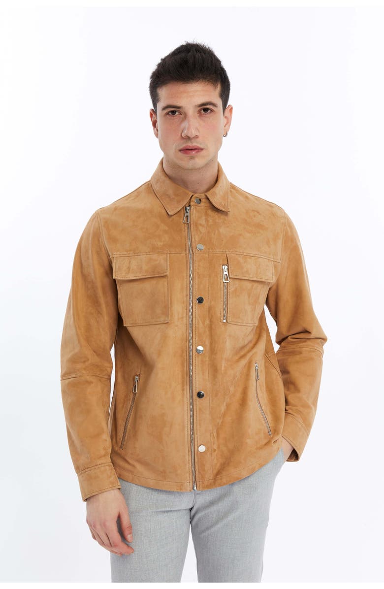Furniq UK Oscar Suede Jacket, Alternate, color, Pastel Brown