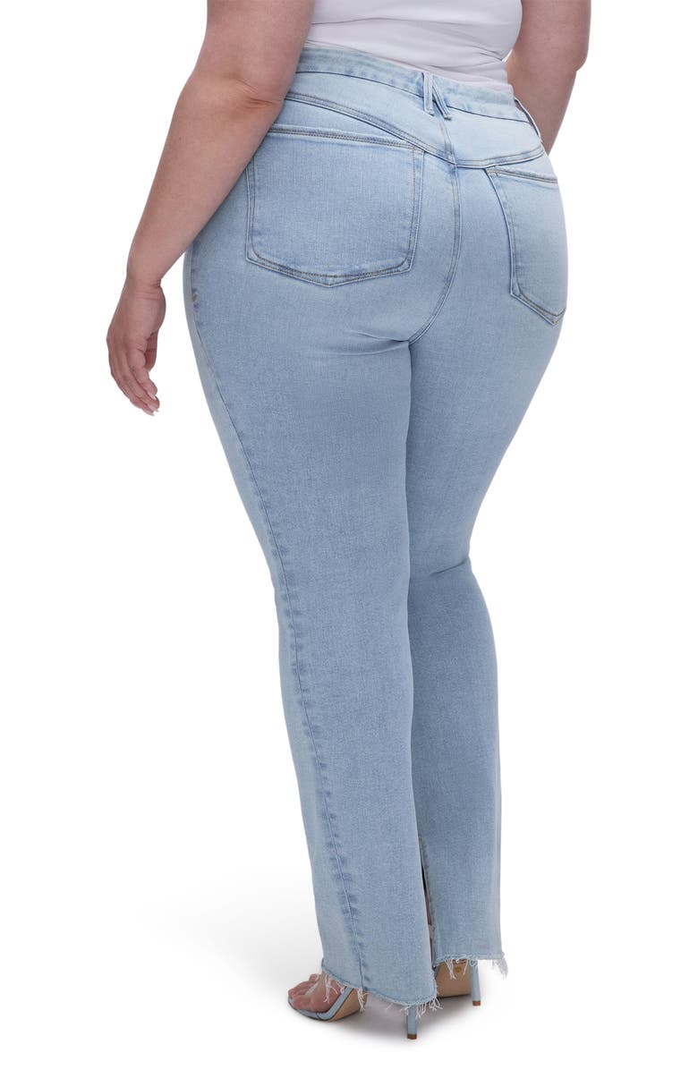 Good American Good Classic Distressed Split Hem Stretch Skinny Jeans, Alternate, color,