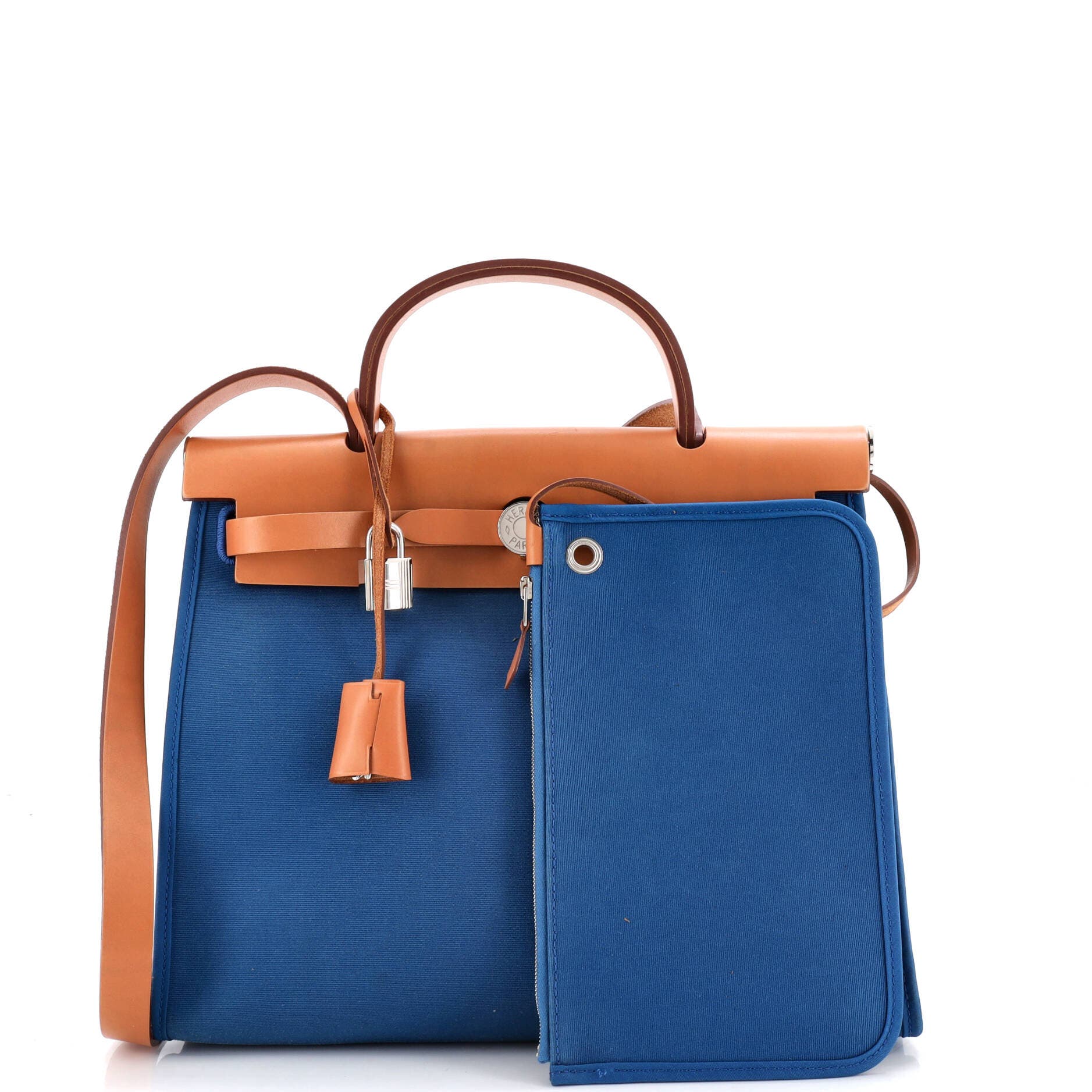 Herbag Zip Leather and Toile 31, Alternate, color, Blue