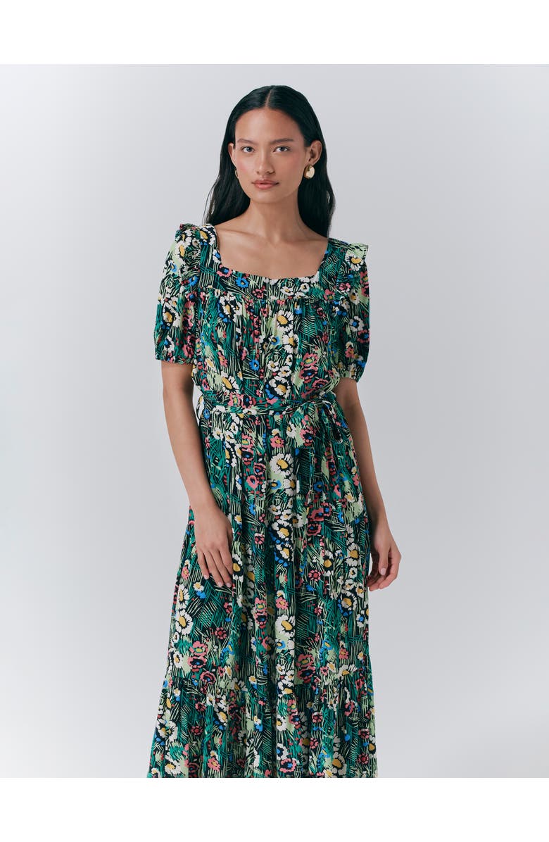 Ghost London Georgia Tiered Floral Midi Dress, Alternate, color, Meadow Floral