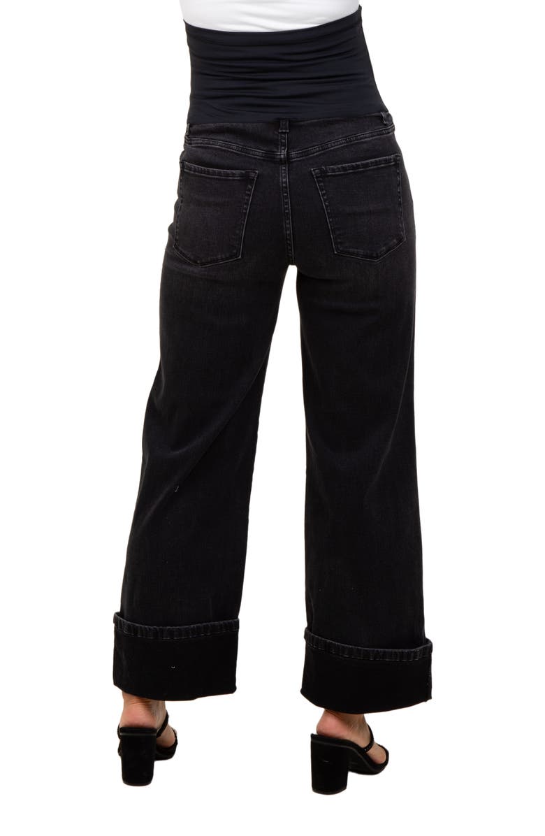 PinkBlush Cuffed Relaxed Wide Leg Maternity Jeans, Alternate, color, Black