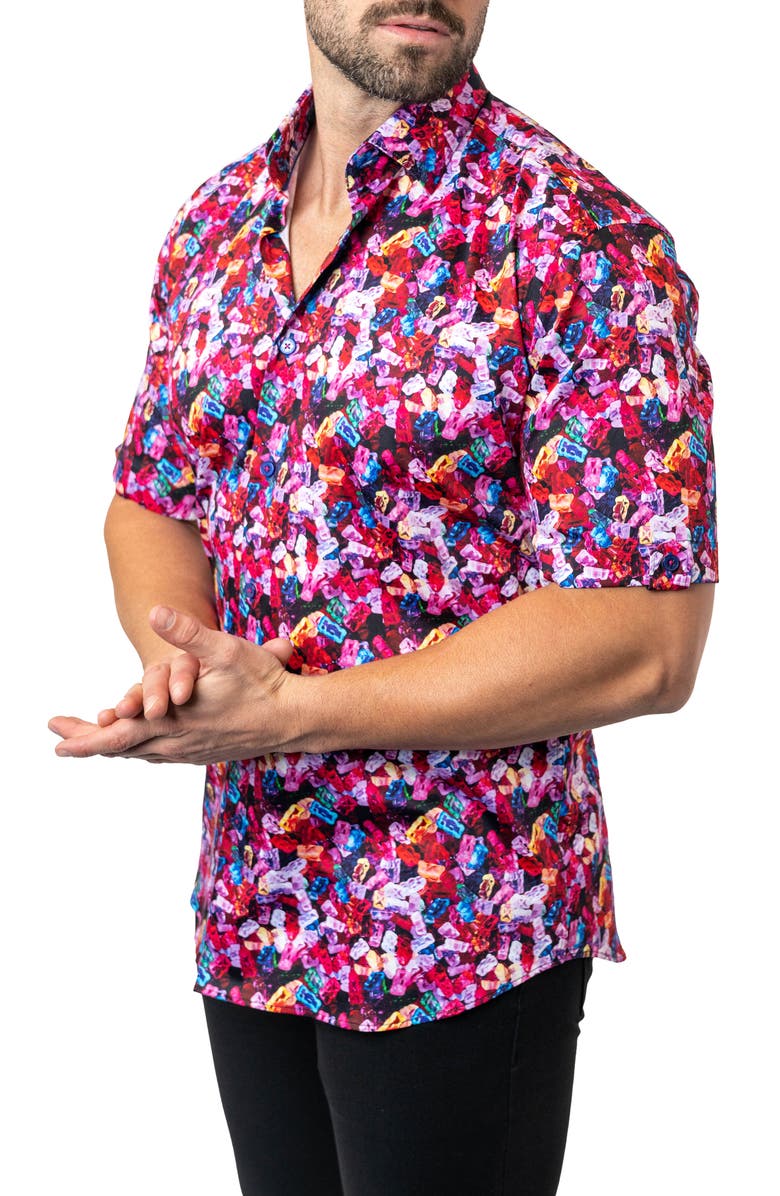 Maceoo Galileo Gummies Short Sleeve Egyptian Cotton Button-Up Shirt, Alternate, color, 