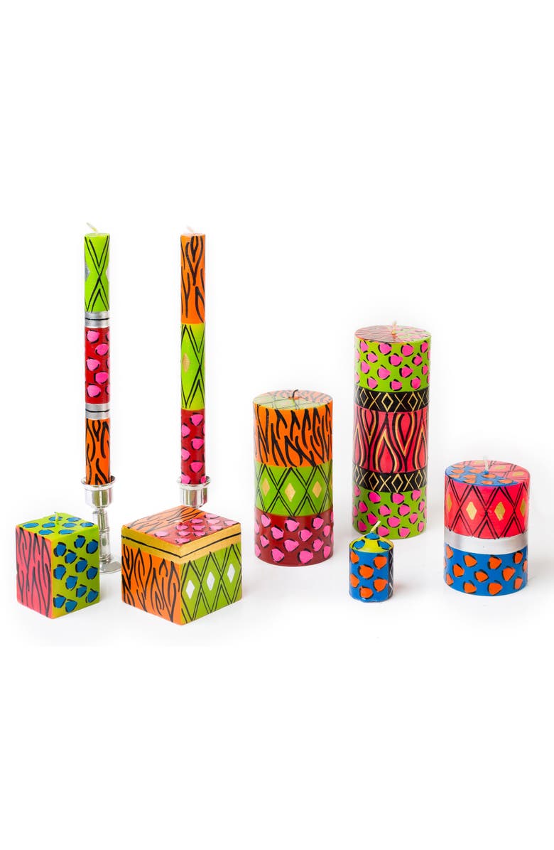 Thumbprint Artifacts Wild Animal Painted Candles - Set of 6, Main, color, Votive - 2"