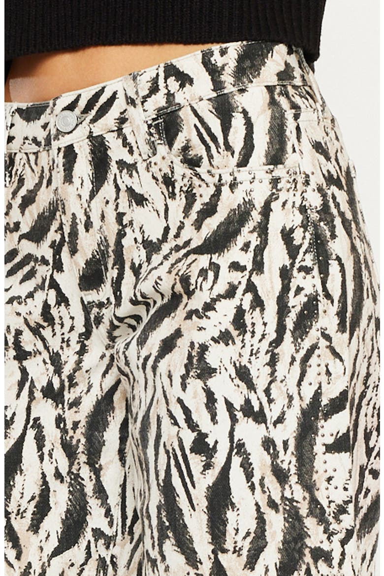 Alonso Mid Rise Printed Cropped Wide Leg Jeans, Alternate, color, Beige Wash